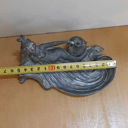 Art Nouveau antique sculpture used, made of pewter