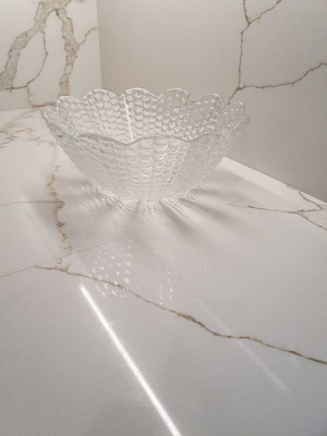 Vintage glass vase with embossed design, like new