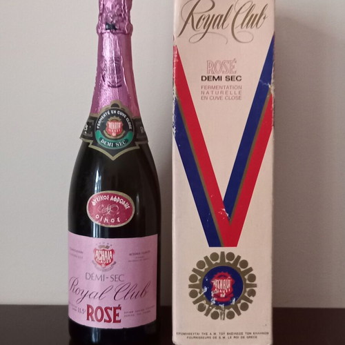 Achaia Clauss Rose Royal Club sparkling wine like new, collectible 1970s 740g