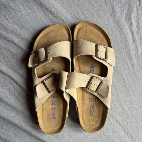 Birkenstock men's beige slippers size 42