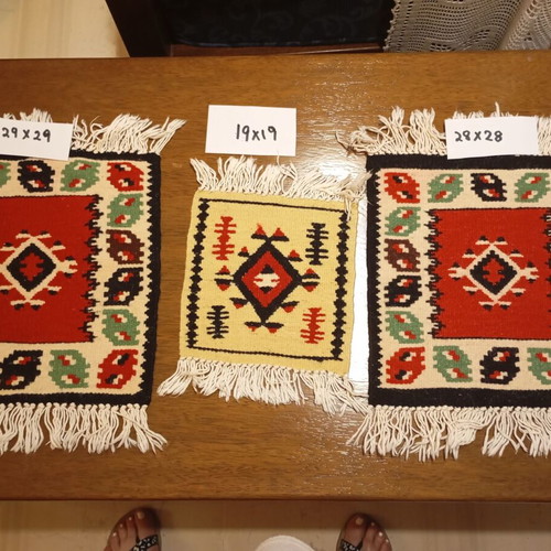 Vintage Kilim Table Linens Set of 3 in Like New Condition