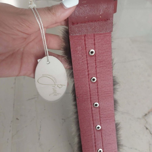 Privato red women's belt with fur, new, 105cm