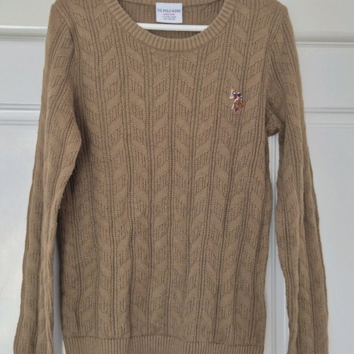 Knit sweater U.S. Polo Assn. new, khaki, slim fit