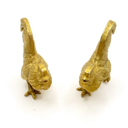Vintage brass rooster figurines set of 2, India 1970s, like new