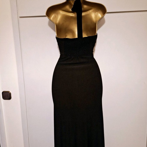 Black rhinestone halterneck maxi dress size S/M used