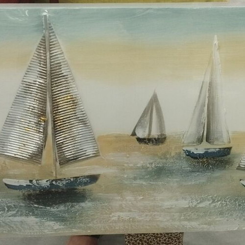 Oil painting embossed ships new