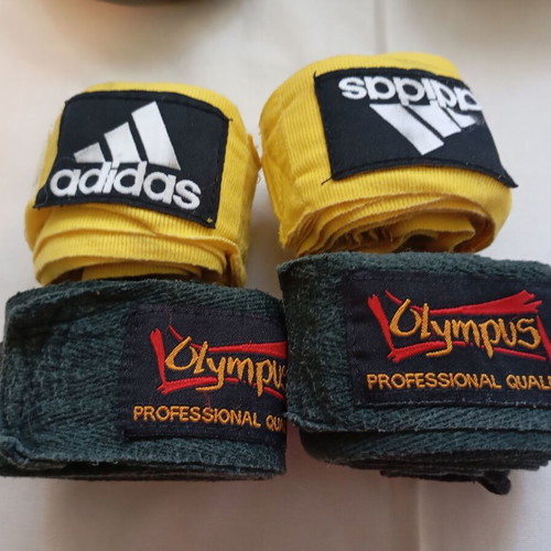 Kick Boxing set Olympus with gloves 10-OZ, shin guards, wraps & mouthguard used