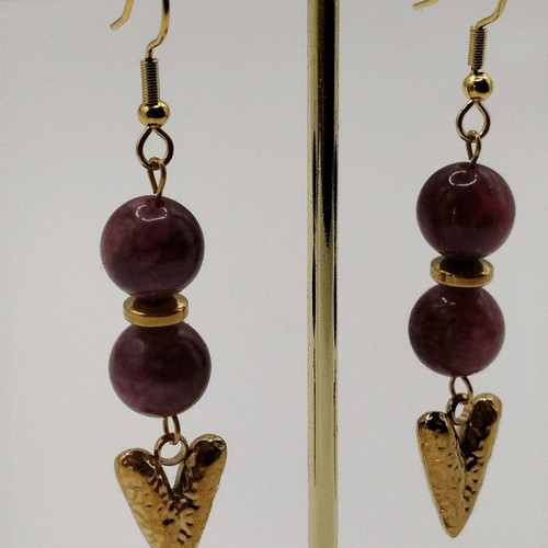 Handmade earrings new from garnet, hematite and stainless steel