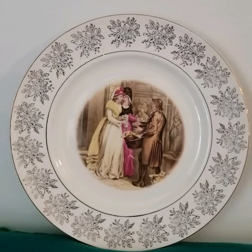 Sofafils porcelain decorative plate with Victorian scene, 1970s