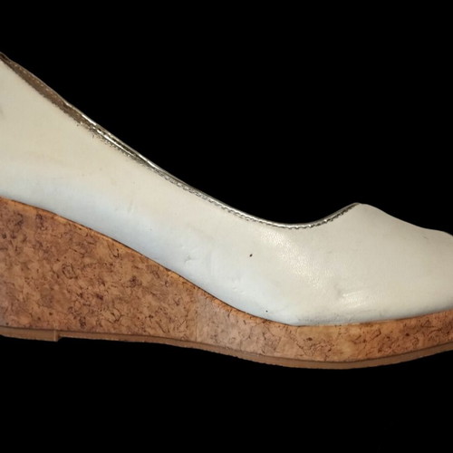 Women’s platform shoes with cork heel used, white, size 39