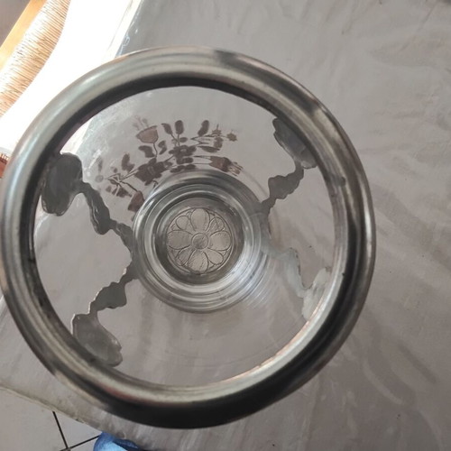 Crystal vase new with metal decorative details