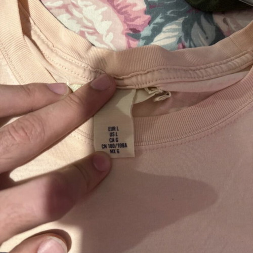 Short-sleeve shirt with design used, size L, beige