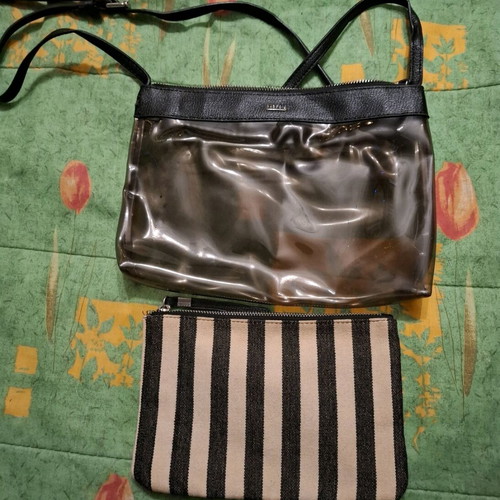 Transparent Bag with Pouch Parfois like new, black and white