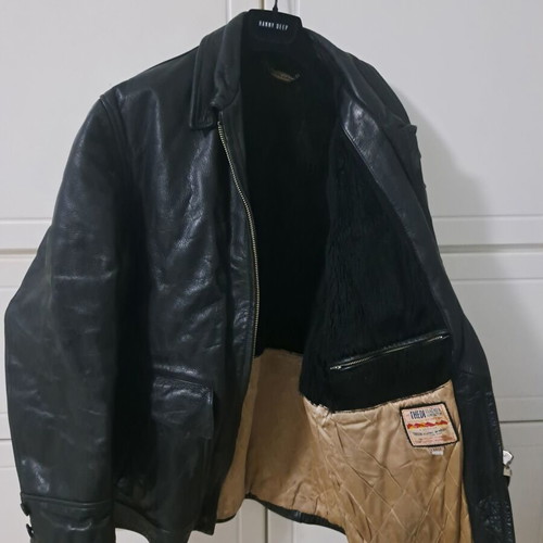 Leather jacket used, size large, black, 100% genuine
