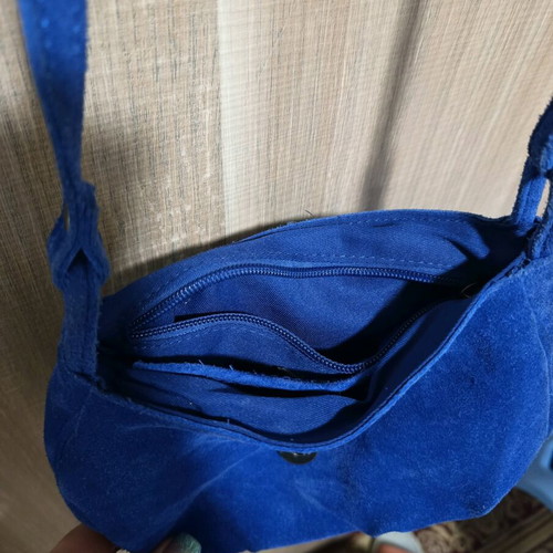 Women's crossbody bag with fringes like new, blue