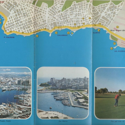Apollon Beach Vouliagmeni Tourist Guide Map used, EOT 1972 edition