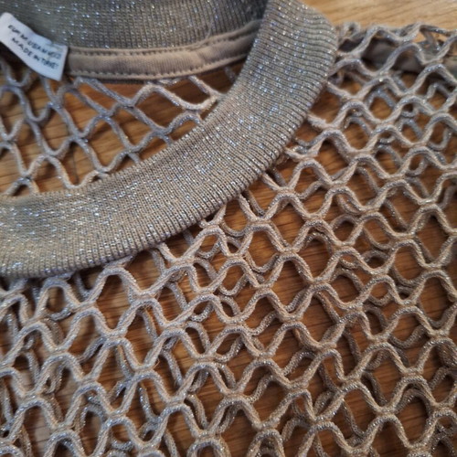 Mesh blouse with gold thread Bershka size M like new beige