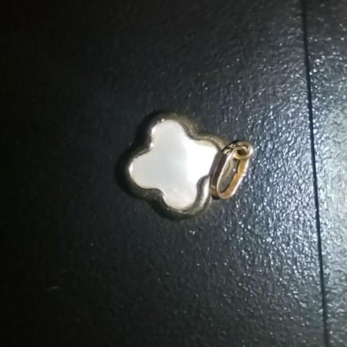 Gold 585 double-sided pendant with mother of pearl
