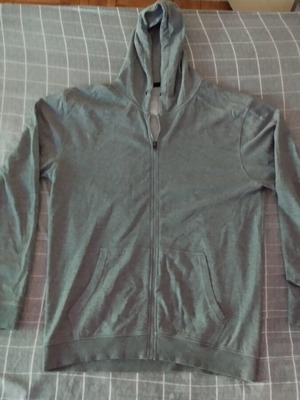Men's gray hoodie with zipper used, size XXL