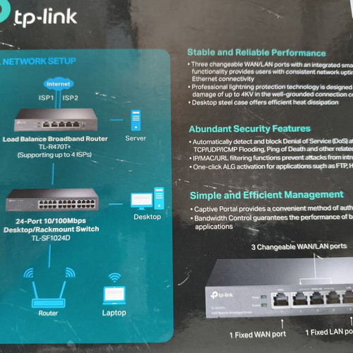 TP-LINK TL-R470T+ V1 Router with 4 Ports new in box