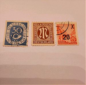 3 γραμματόσημα Γερμανίας 1950-60