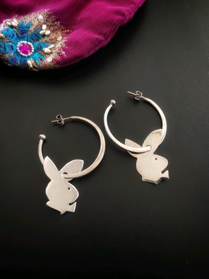 Playboy Bunny hoop earrings used, made in Italy