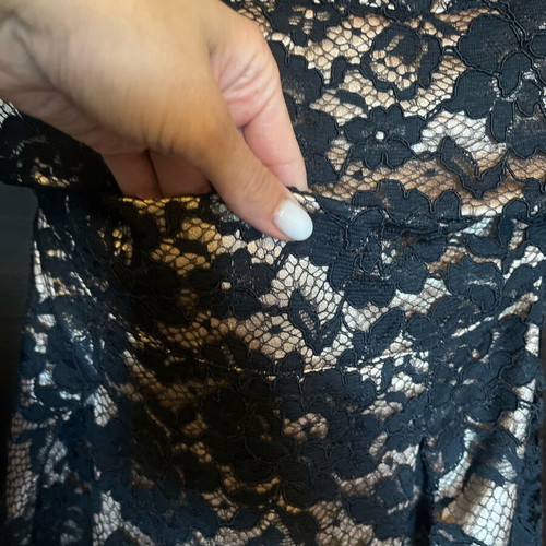 Top and long skirt set like new, black lace with beige fabric