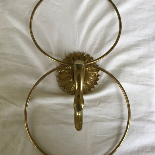 Set of rings used, brass antique curtain or towel holders in gold color