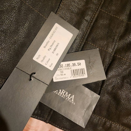 Arma men's leather jacket new, brown, size 50