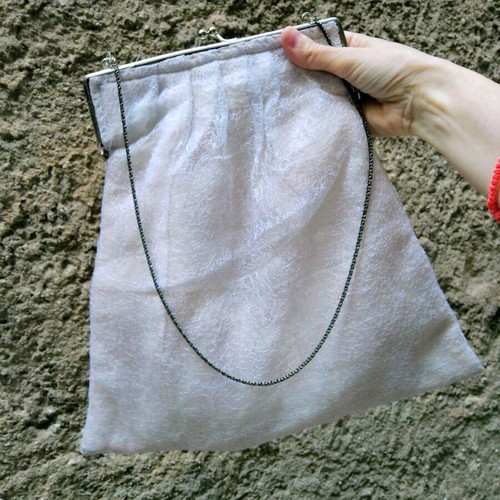 Large fabric bag vintage style with embroidery and chain new