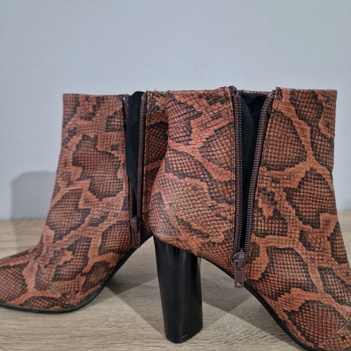 H&M ankle boots used with faux leather snake pattern, size 38