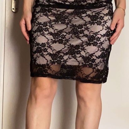 Black evening dress with lace like new, size Medium