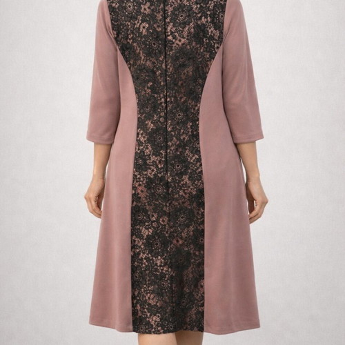 Danilo Dress Dusty Rose with Black Lace, size XL-XXL, like new