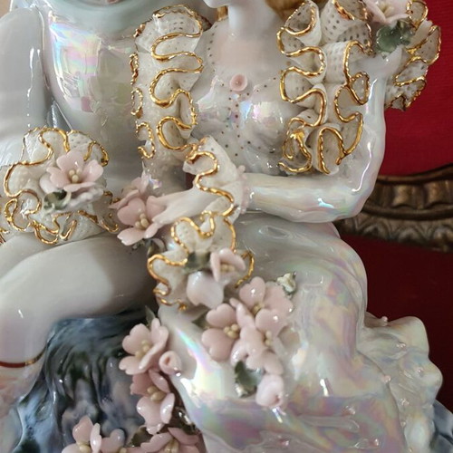 Vintage decorative porcelain couple handmade, like new