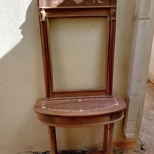 Console and mirror set new, handmade solid Greek walnut