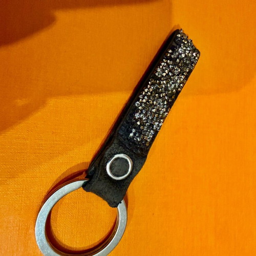 Swarovski keychain used, black and silver