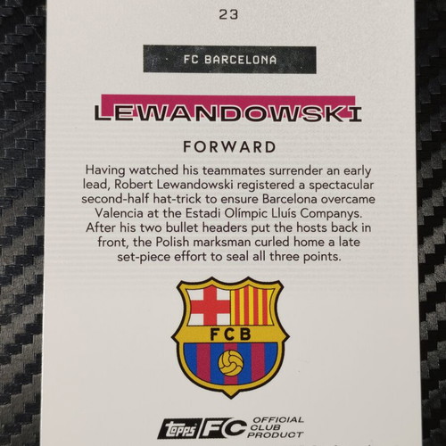 Topps FC Barcelona Robert Lewandowski Bona Fide Baller Insert card