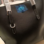 Women's black tote bag shoulder new with grained texture