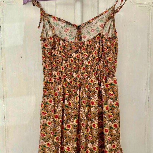 Floral dress like new, size S and M, beige multicolor