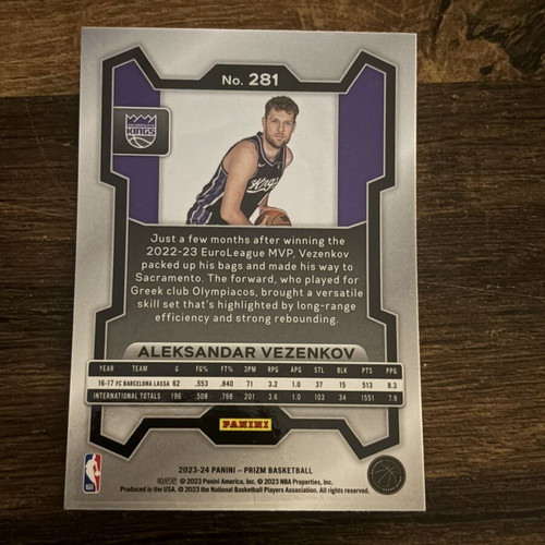 2023-24 Panini Prizm Sasa Vezenkov Base RC card new