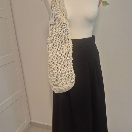 Boho Stradivarius shoulder bag new, knitted with silver beads