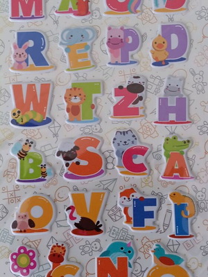 Children's ABC stickers new sheet with English alphabet and animals