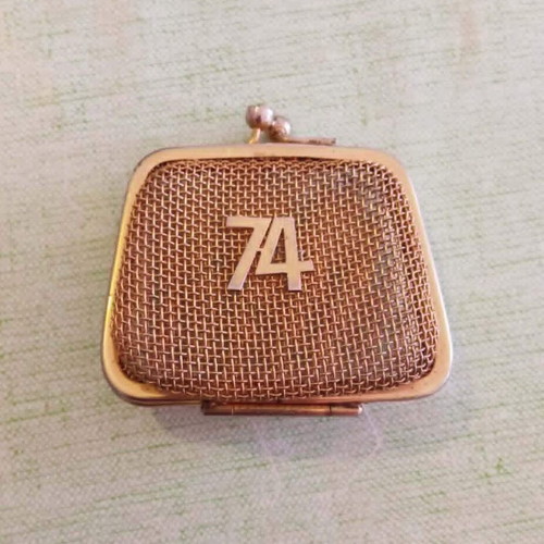 Vintage Metal Mesh Coin Purse Double with Number 74 in Like New Condition