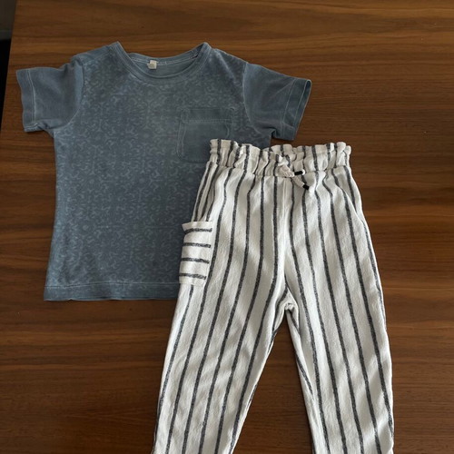 United Colors of Benetton T-shirt and striped Zara pants set used