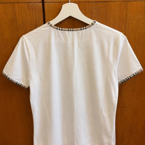 Burberry London white T-shirt with check details, size L