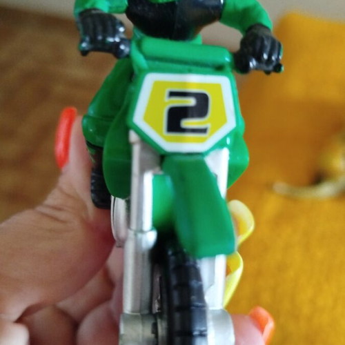 Hot Wheels motorcycle friction series with rider and helmet like new
