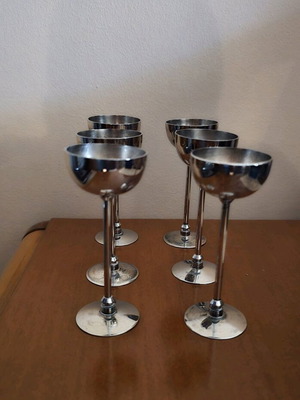 Silver-plated liqueur glasses used