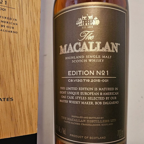Macallan Edition No1 with wooden box new, Single Malt whisky