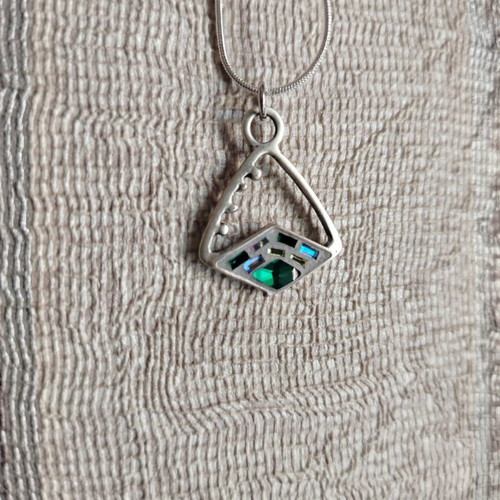 Sea Breeze mosaic necklace handmade with silver plating