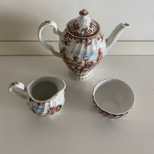 Vintage English coffee set with carriages, 3 pieces, like new
